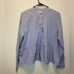 Madewell Lakeside Peplum Shirt in Waterfall Blue